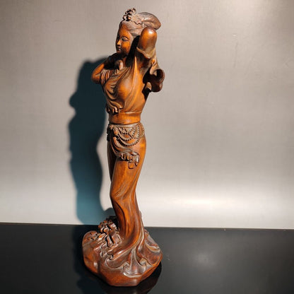 vintage christmas boxwood beauty figurine sexy Gift dance girl Dream carving art