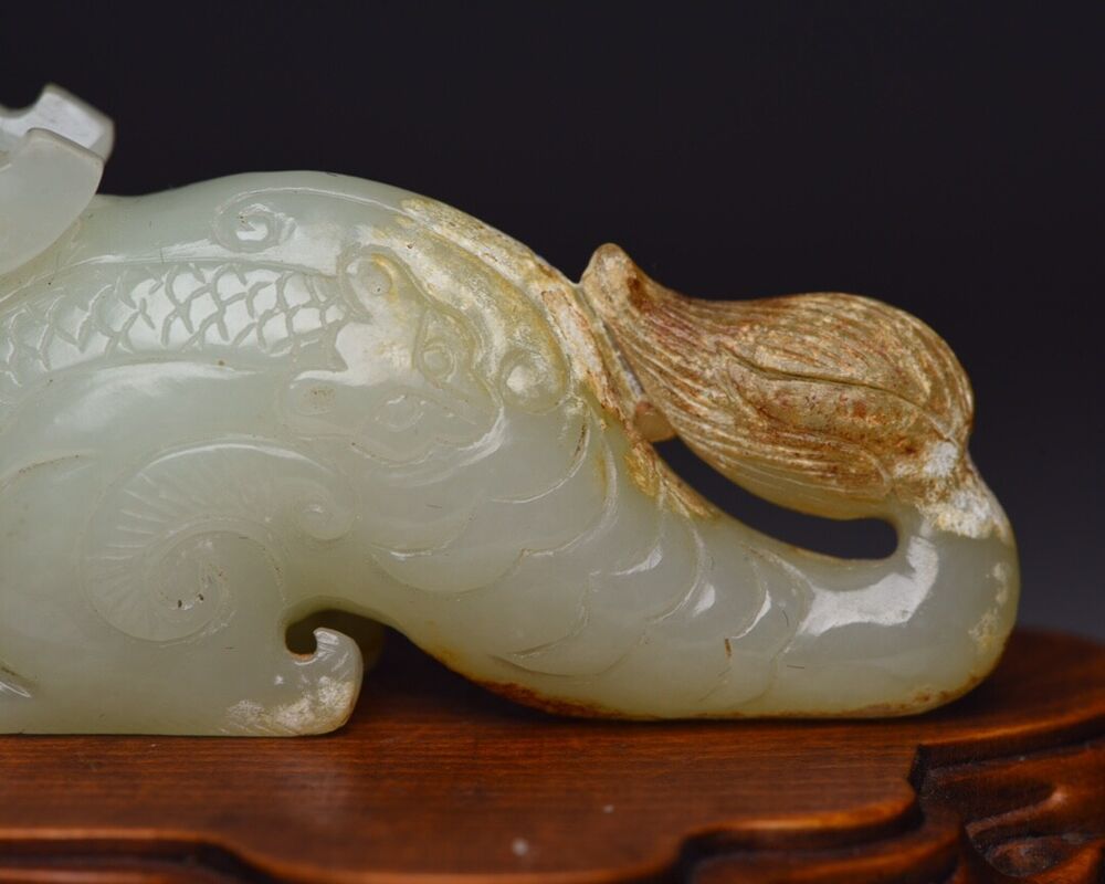 Chinese Antique Hetian Jade Carved Exquisite Beast Statue Decor Collections Art