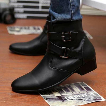 Men's Low Heeled Boots Punk Motorcycle Ankle Shoes Zipper Up Oxfords Classic NEW