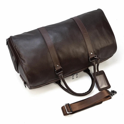 Genuine Leather Travel Bag Men Women Cowhide Casual Travel Weekend Shoulder Bag