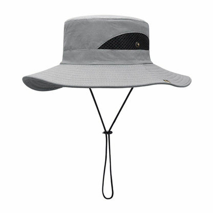 Outdoor Hat Fishing Hiking Cap Wide Brim Anti-UV Beach Sunshade Bucket Hat Blue