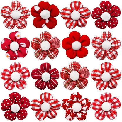 50pcs Small Dog Hair Bows Puppy Rubber Band Flower Bowknot Grooming Accessories
