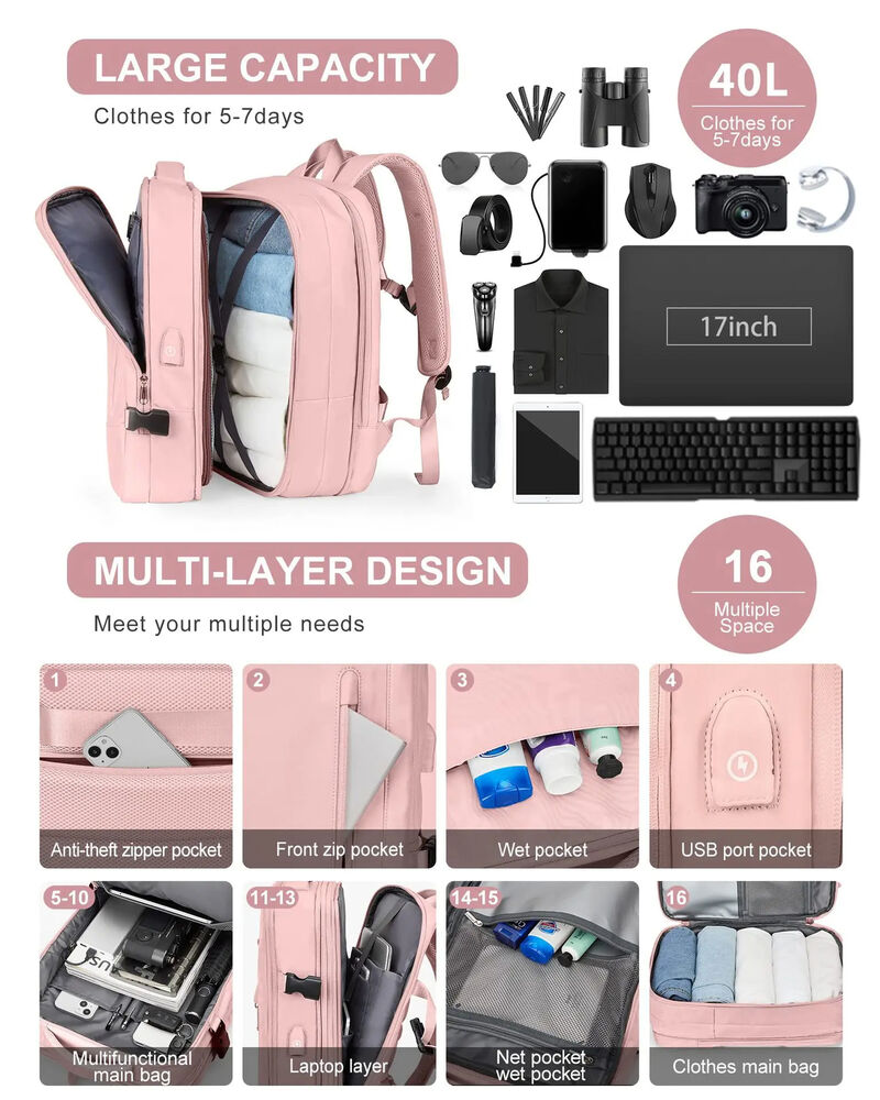 Travel Bag Backpack Women Outdoor Bag USB Charging Backpack