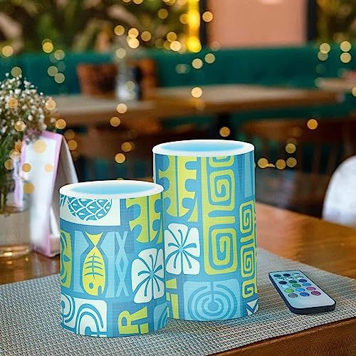 ZENWAWA Flameless Candles LED with Remote Control – 3×5 IN and 3×4 IN, Teal