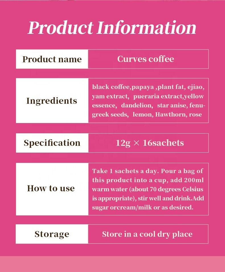 12g*16bags Curves Coffee Breast Enhancement Big Breast Herbal Instant Coffee