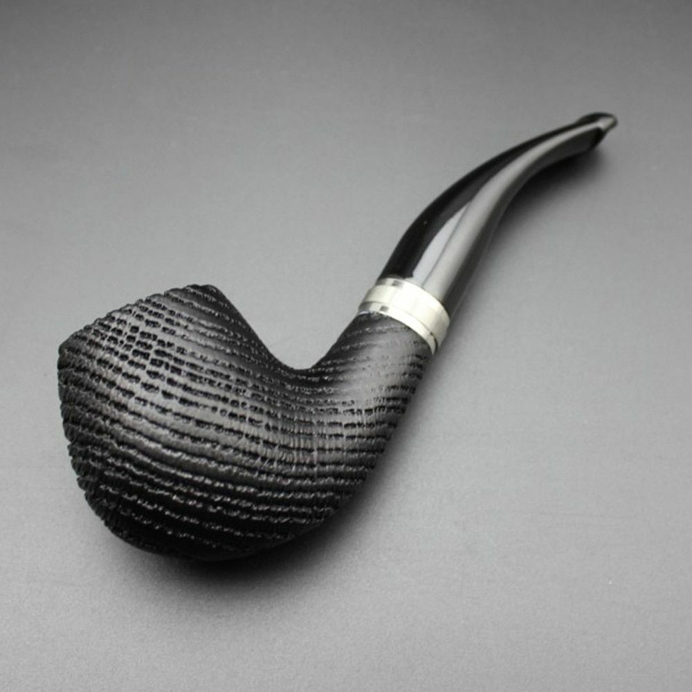 Tobacco Smoking Pipes Pouch Filters Stand Set Bog Oak Bowl Wood+Plastic 14x3.2cm