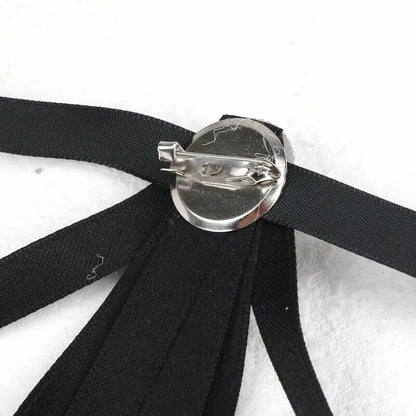 Women Pre-Tied Collar Bowknot Pearl Ribbon Brooches Pin Bow Tie Vintage Neckties