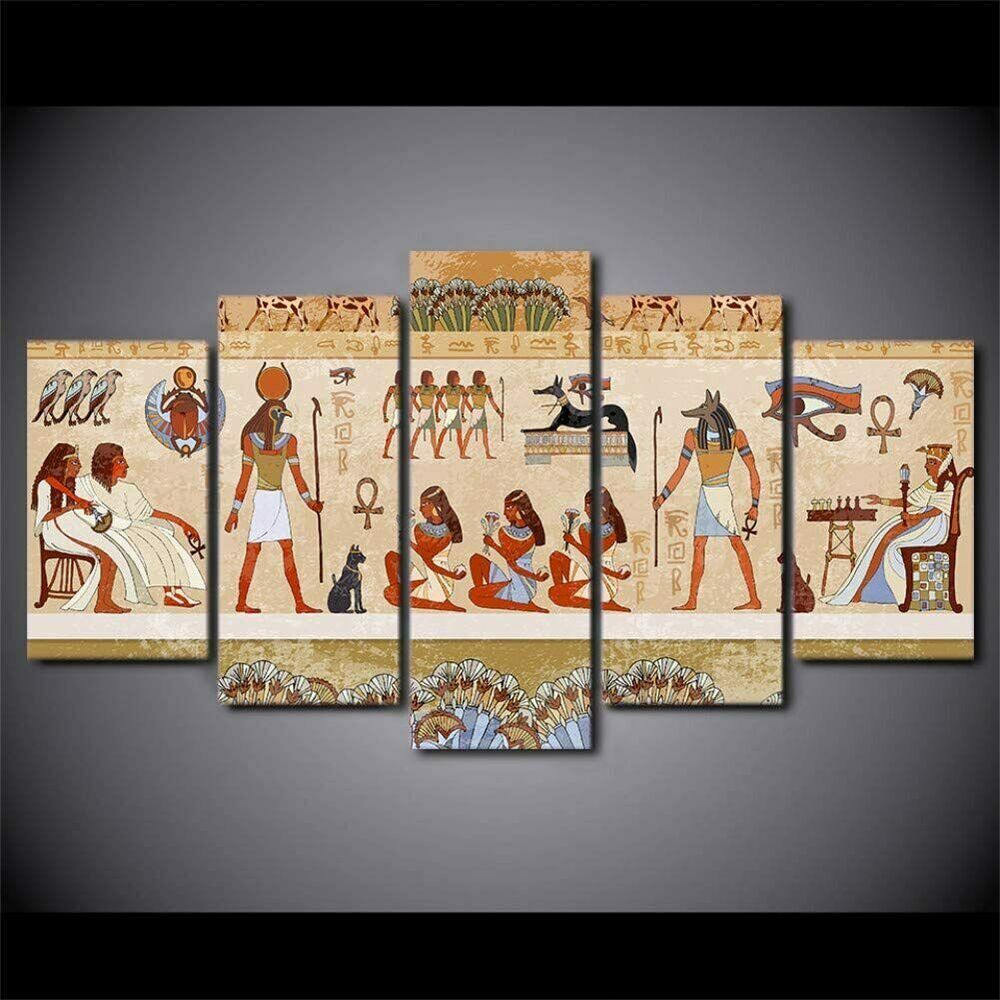Ancient Egyptian Life Ritual 5 Piece canvas Wall Art Print Poster Home Decor