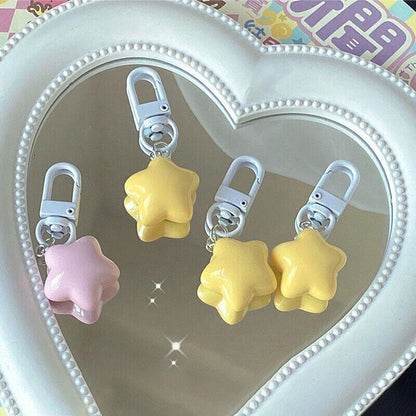 1Pc Cute Star Keychains Headphone Cover Keyring Cartoon Charm Bag Pendants Charm