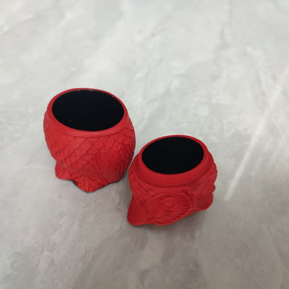chinese lacquerware box Japan lacquerwork carved cute owl statue jewelry decor