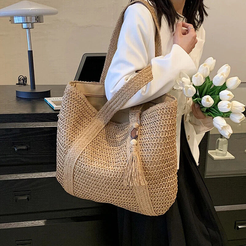 Weave Tote Summer Handbag Bohemian Shoulder Bag Women Ladies Travel Bag