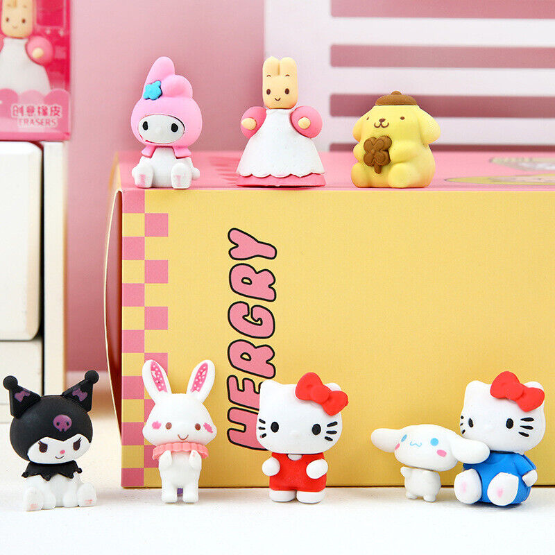 Sanrio Family Eraser Cute Kuromi Cinnamoroll Library Eraser Stationery 4PCS