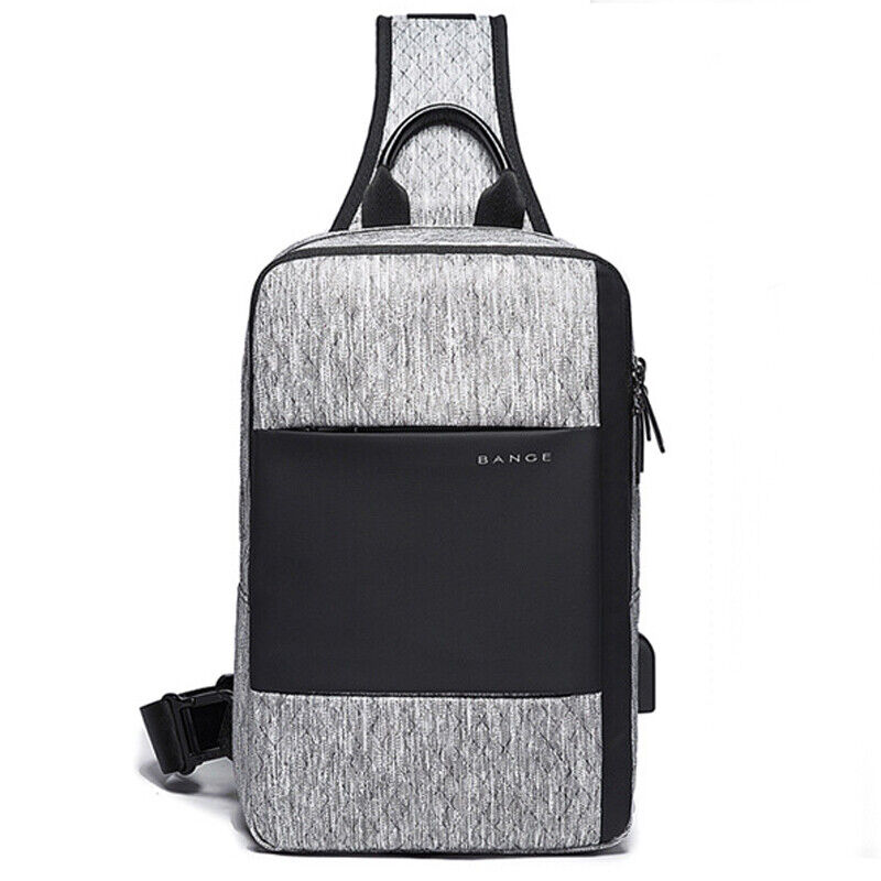 Fashion Men's Sling Backpack Oxford cloth Waterproof Crossbody Bag With USB Port