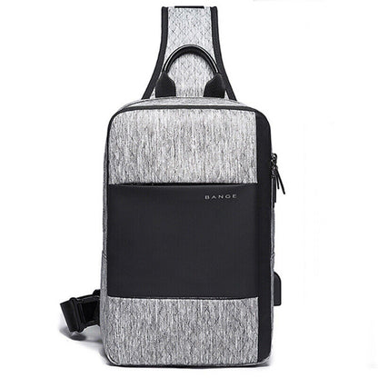 Fashion Men's Sling Backpack Oxford cloth Waterproof Crossbody Bag With USB Port