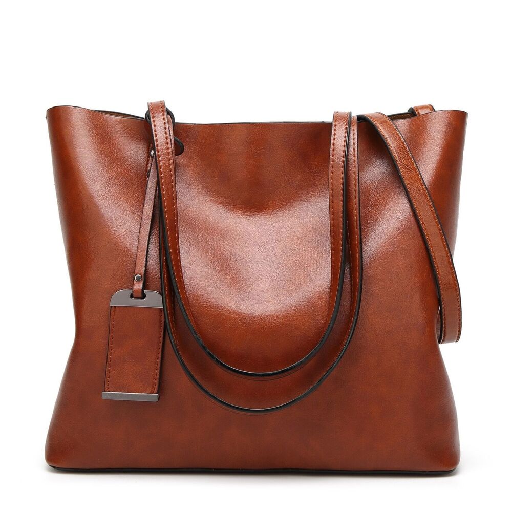 Leather Bucket Bag Simple Double Strap Handbag Shoulder Bags Women Shopping
