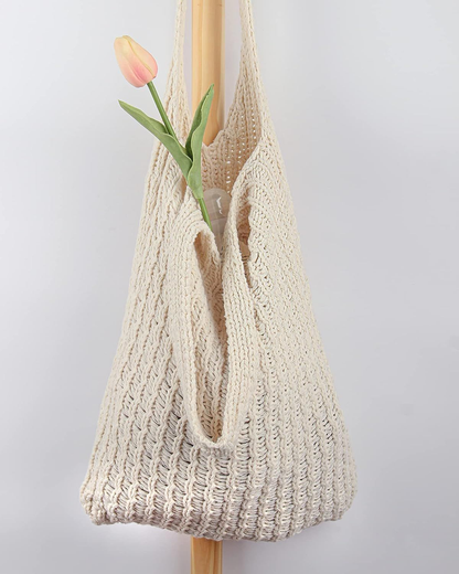 ENBEI Women's Shoulder Handbags Hand crocheted Bags large White
