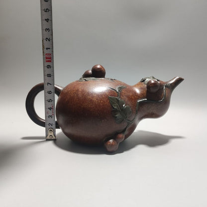 Vintage Chinese Yixing Purple Clay Teapot Zisha Ceremony Ceramic Gourd Teaware