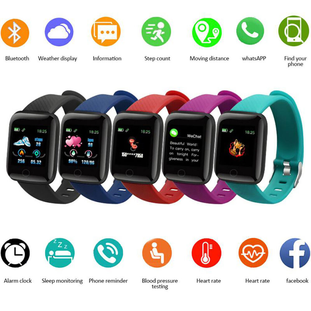 Bluetooth Smart Watch Sport Bracelet Wristband Heart Rate Blood Pressure Monitor