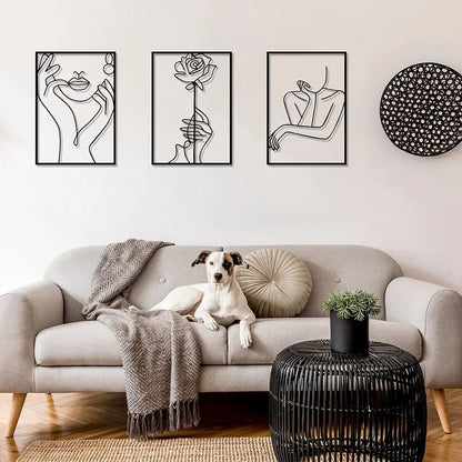 Modern Metal Line Art Wall Decor Simple Silhouette Female Body Line Home Hanging