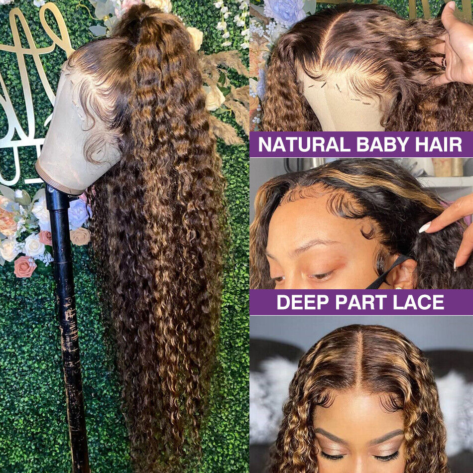 Wig Curly Colored Human Hair 13x6 Wave Lace Frontal Lace Closure Wigs