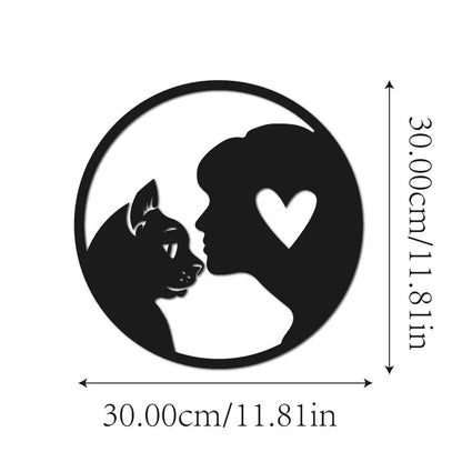 Metal Cat Lover Wall Decor, People And Cats Hanging Decor, Decorative Hangings