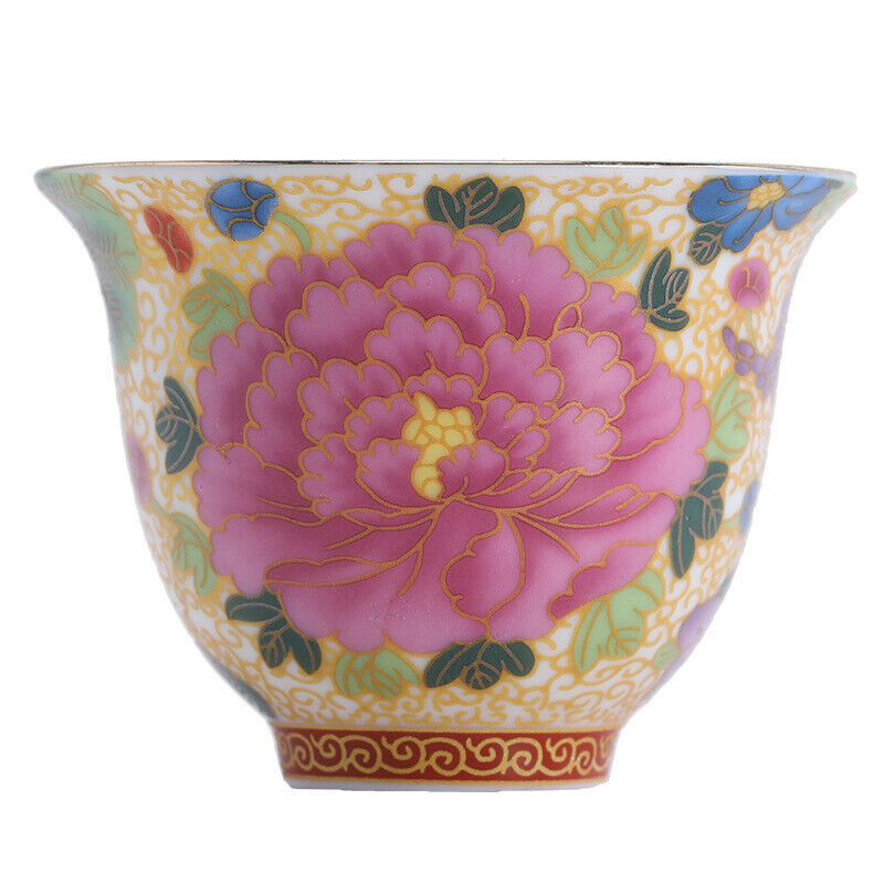 Chinese Enamel Painted Ceramic Teaset Vintage Teacup Eco-friendly Wine Mug Gift