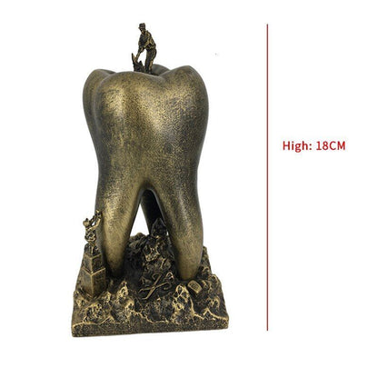 Creative Sculptures Teeth Artware Dental Clinic Crafts Toys Resin Metal 9x9x18cm
