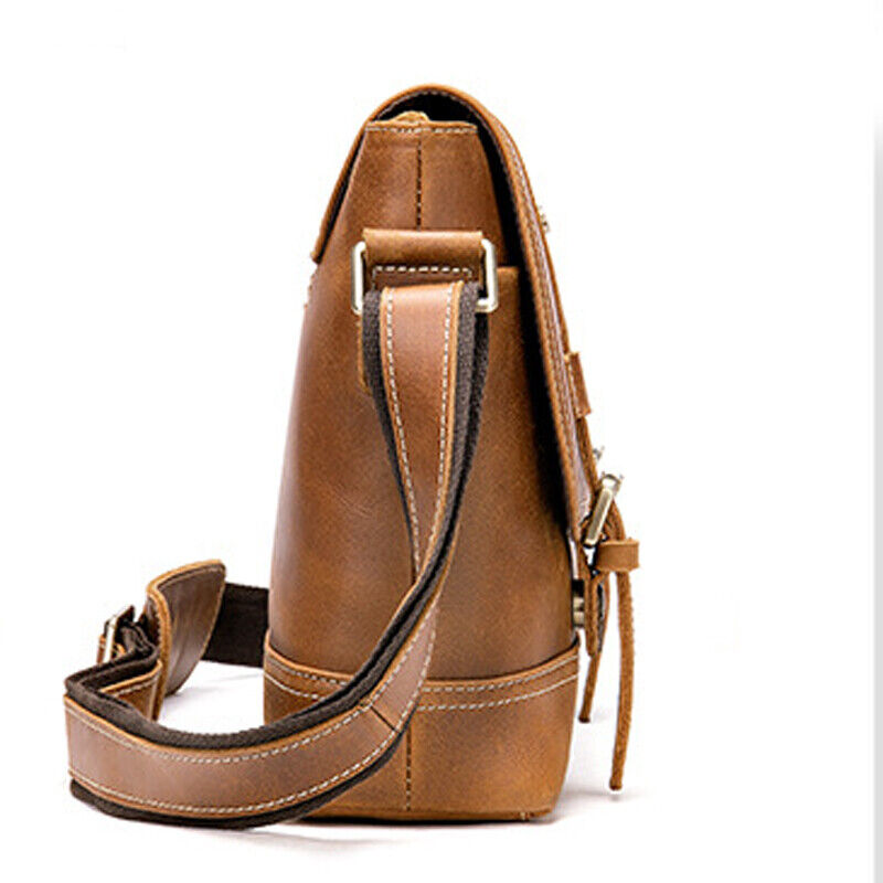 Crazy Horse Leather Men's Shoulder Messenger bag Cowhide Business Briefcase