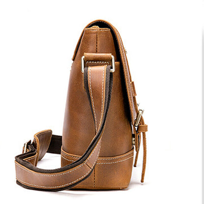 Crazy Horse Leather Men's Shoulder Messenger bag Cowhide Business Briefcase