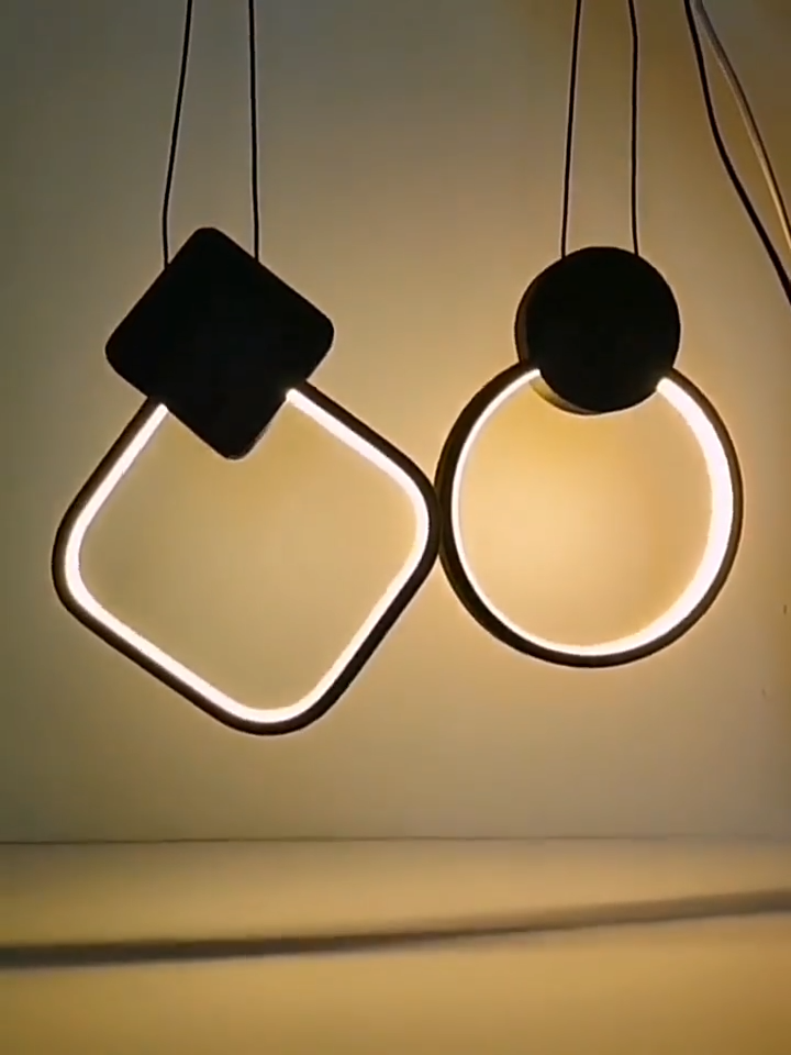 Pendant Lamp Minimalist Black Ring Long Wire Dimmable LED Ceiling Hanging Lights