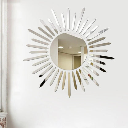 Wall Mirror Stickers Acrylic 3D Sunflower Decorative DIY Room Decors 35.4x35.9cm