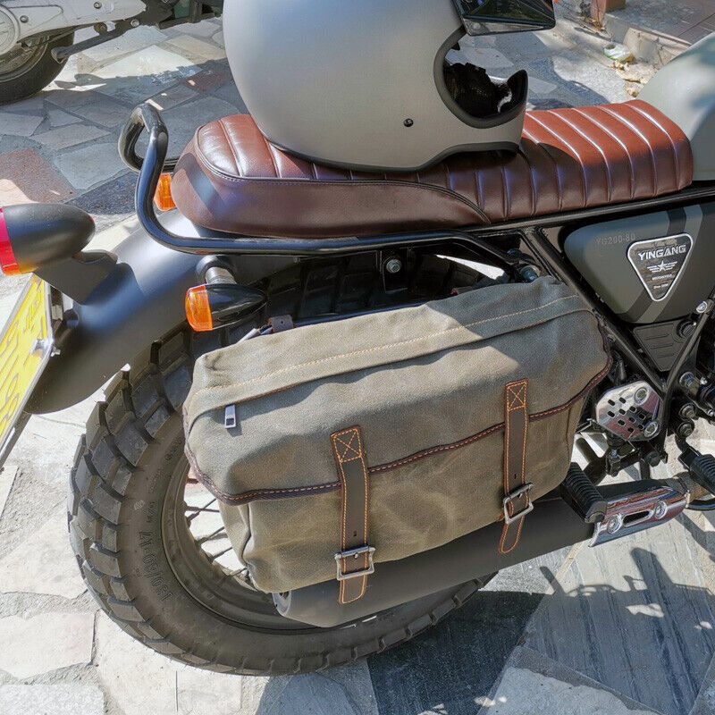Retro Motorcycle Bag Men's Waterproof Side Bag Motorcycle Canvas Shoulder Bag