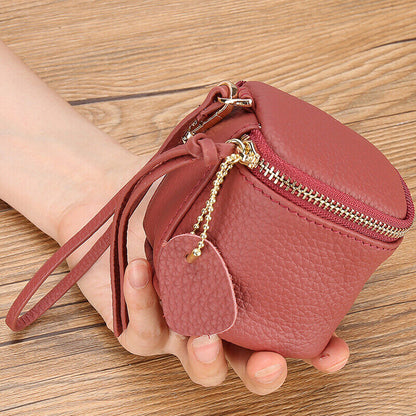 New Designer Genuine Leather Women's Zipper Wallet Mini Coin Purse Lipstick Bag