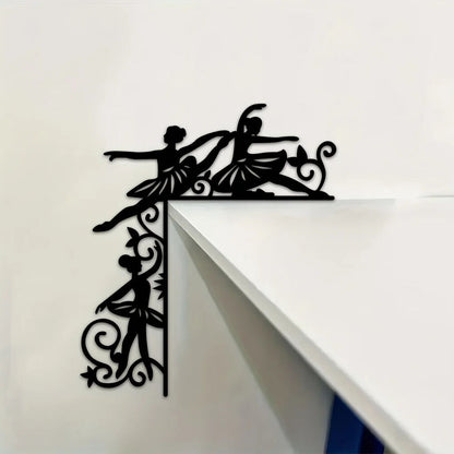 1pc Metal Ballerina Decorative Wall Sticker Door Corner Decoration