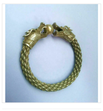 Rare Collectible Antique Tibet Silver Bangle Handwork Auspicious Dragon Bracelet