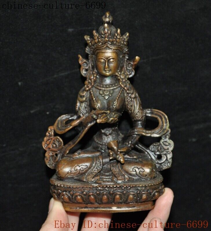 Bronze Green Tara Spring Yin Guanyin Buddha Statue In Ancient Tibetan Buddhism