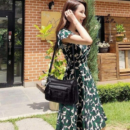 Soft Pu Leather Shoulder Bag Messenger Bag Small Size Purse Handbags Black Flap