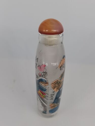 Chinese Old Beijing Glaze Inside Painting Snuff Bottle Painted The Great Wall