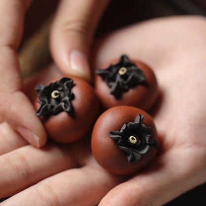 Persimmon Statue Small Size Yixing Zisha Clay Ornament Good Luck Handmade Craft