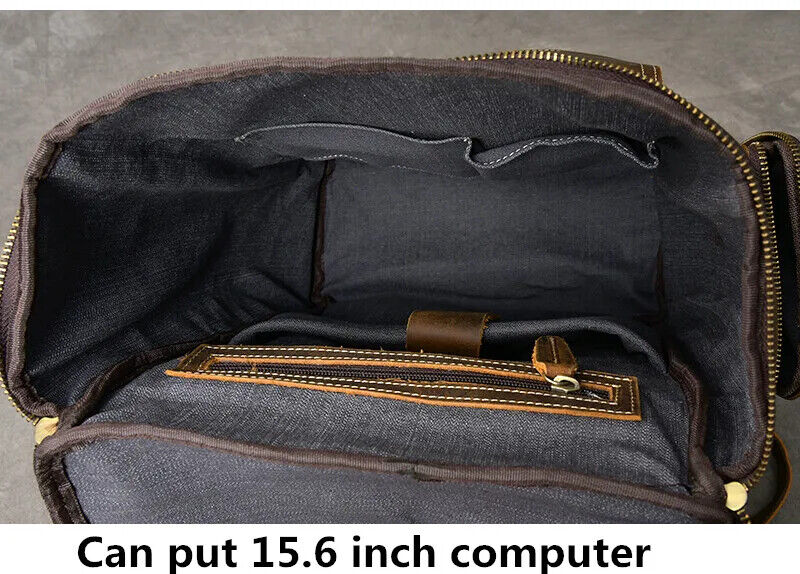 Leather Men's Backpack male computer bag15.6 inch laptop bags Travel Backpacks