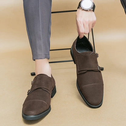 Brown Loafers Shoes Black Square Toe Slip-On Business Men Dress Shoes Size