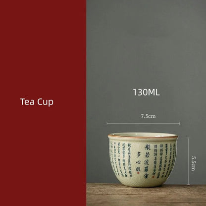 Retro Heart Meridian Tea Tureen Ru Kiln Ceramic Bowl Gaiwan Teaware Set Tea Cup