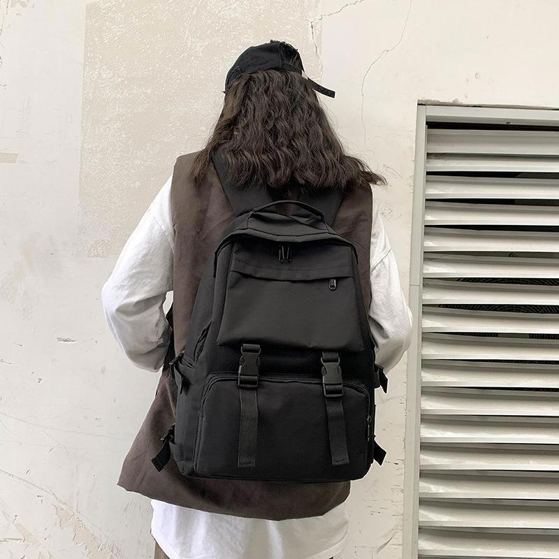 2022 New Black Backpack Unisex Oxford School Bag Women Men Bagpack Bag