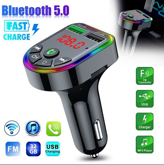 Cargador de Carro Bluetooth FM Transmisor Inalámbrico Adaptador radio USB MP3