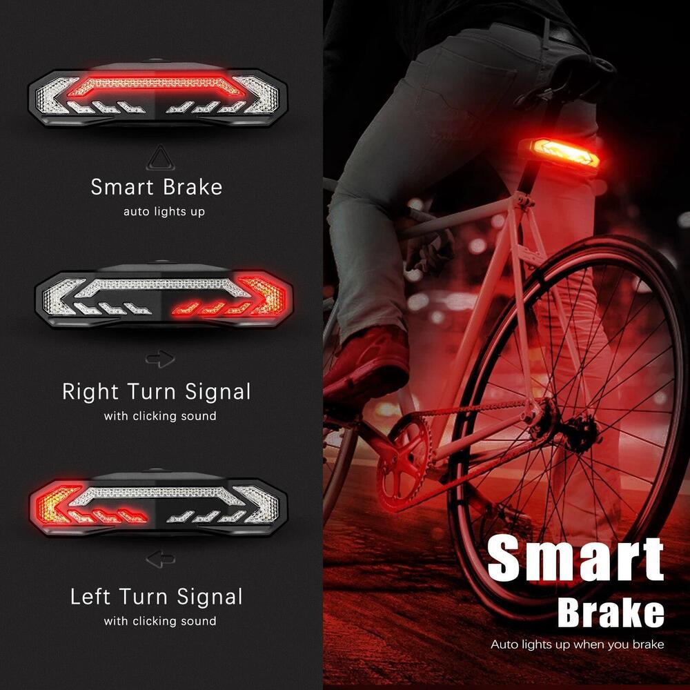 Bike Cargo Rack Tail Light with Turn Signals and Brake Light Wireless Bike