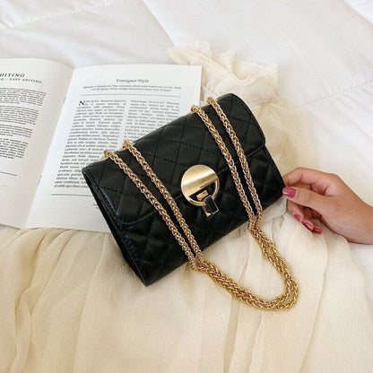 Lady Bags Fashion Women Shoulder Bag Pu Material Chains Crossbody Bag Black