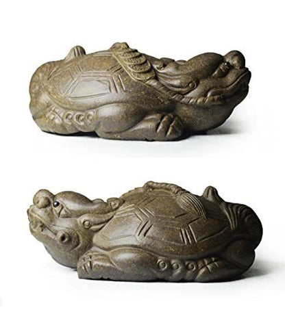 Chinese Yixing Dragon Turtle Tea Decoration Auspiciousness Lucky Well Fengshui