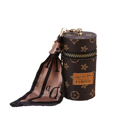 Bucket Lipstick Bag Leather Mini Keychain CharmHandbag Backpack Pendant Storage