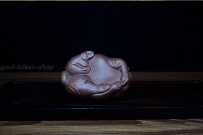 blessing pig statue small yixing zisha tea pet handmade purple grit tea play