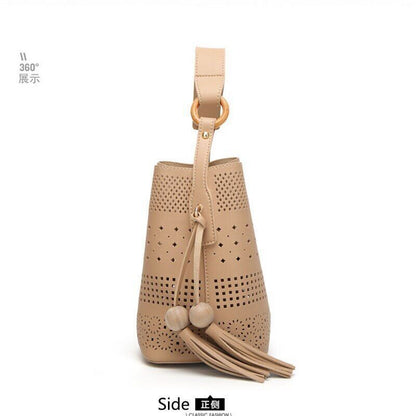 Women Bag Tassel Chain Shoulder Bag for Girl Gift Pu Pink Black Gray Brown